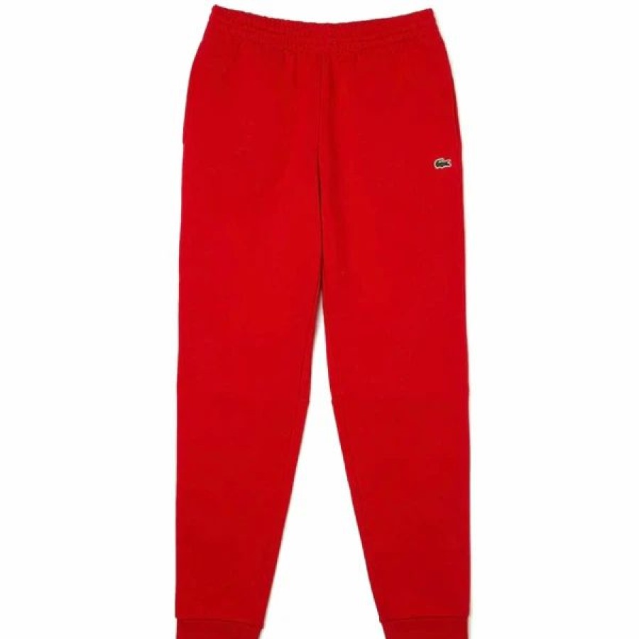 Bottoms * | Men'S Lacoste Red Tapered Fit Fleece Trackpants 3/S