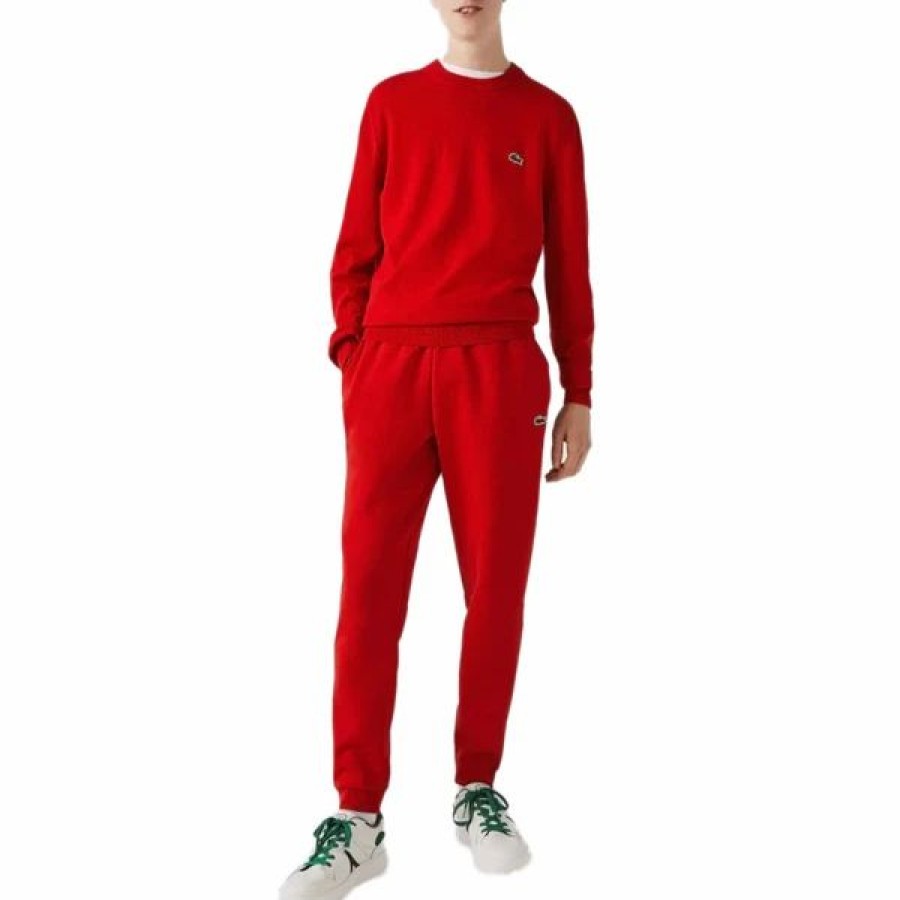 Bottoms * | Men'S Lacoste Red Tapered Fit Fleece Trackpants 3/S