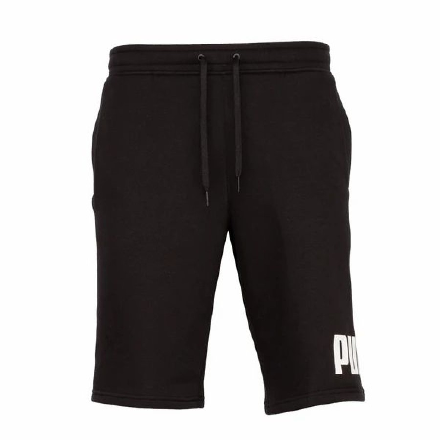 Bottoms * | Men'S Puma Black/White Big Fleece Logo 10 Shorts S