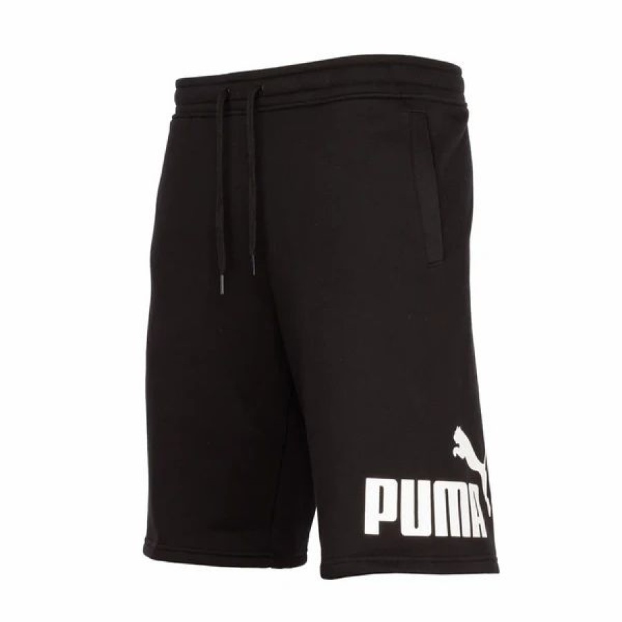 Bottoms * | Men'S Puma Black/White Big Fleece Logo 10 Shorts S