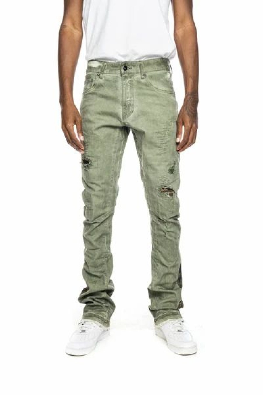 Bottoms * | Men'S Smoke Rise Vintage Army Twill Patch Rhinestone Jeans 28 36