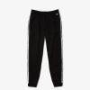 Bottoms * | Men'S Lacoste Black Signature Striped Colorblock Fleece Jogging Pants 3/S