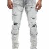 Bottoms * | Men'S Smoke Rise Frost Grey Rip & Repair Double Knee Fashion Jeans 30 32