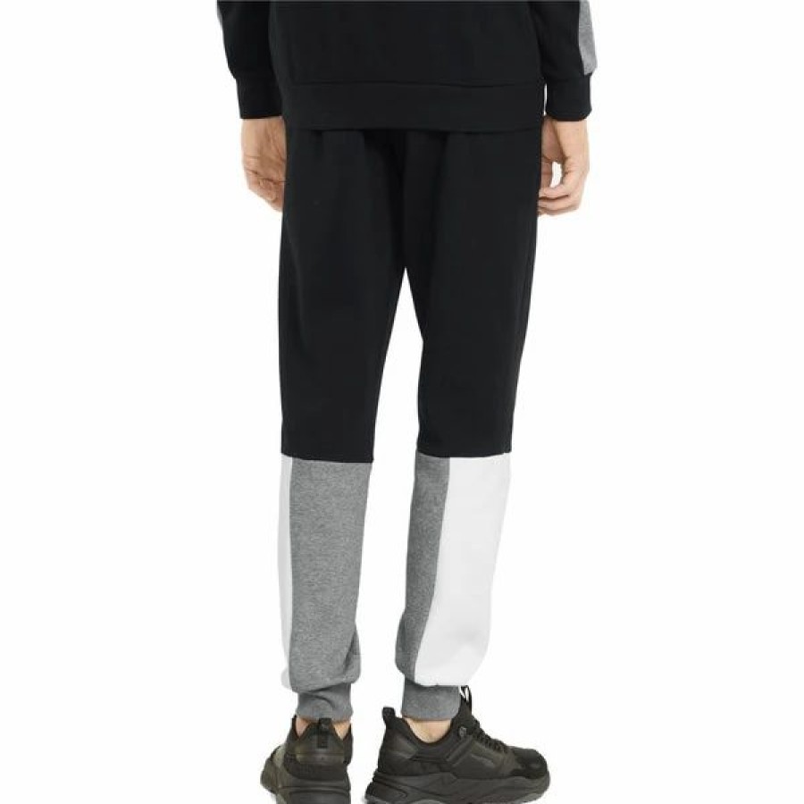 Bottoms * | Men'S Puma Black/White/Gray Ess+ Block Sweatpants S