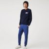 Bottoms * | Men'S Lacoste Blue Chine Slim Fit Heathered Cotton Blend Tracksuit Trousers 3/S