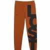 Bottoms * | Men'S Lacoste Brown/Black Contrast Lettering Cotton Sweatpants 3/S