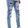 Bottoms * | Men'S Smoke Rise Ocean Blue Denim Patch & Splatter Jean 30 32