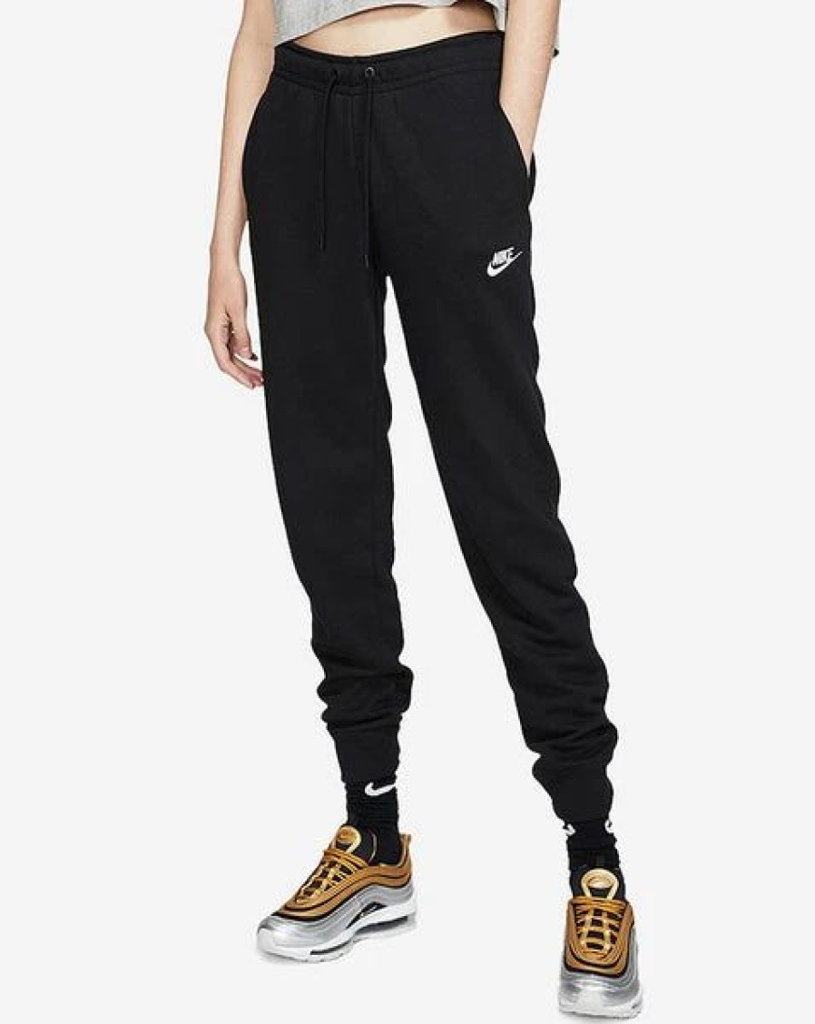 Bottoms * | Women'S Nike Black/White Essential Fleece Pants (Bv4095 010) M