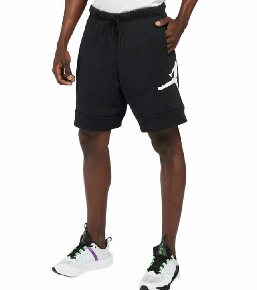 Bottoms * | Men'S Jordan Black/White Jumpman Air Fleece Shorts M