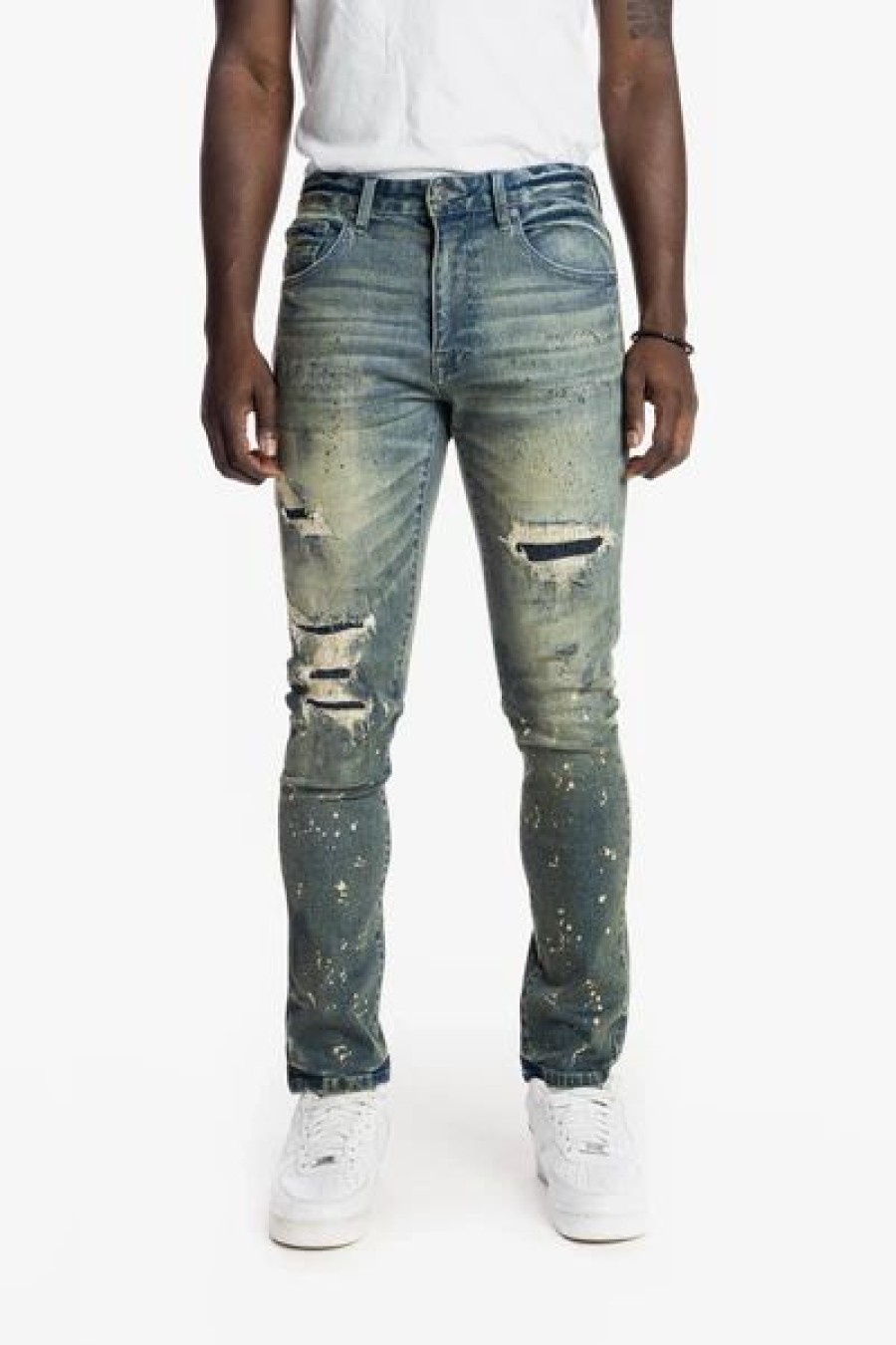 Bottoms * | Smoke Rise Oil Blue Rip & Repair Fashion Jeans 30 32