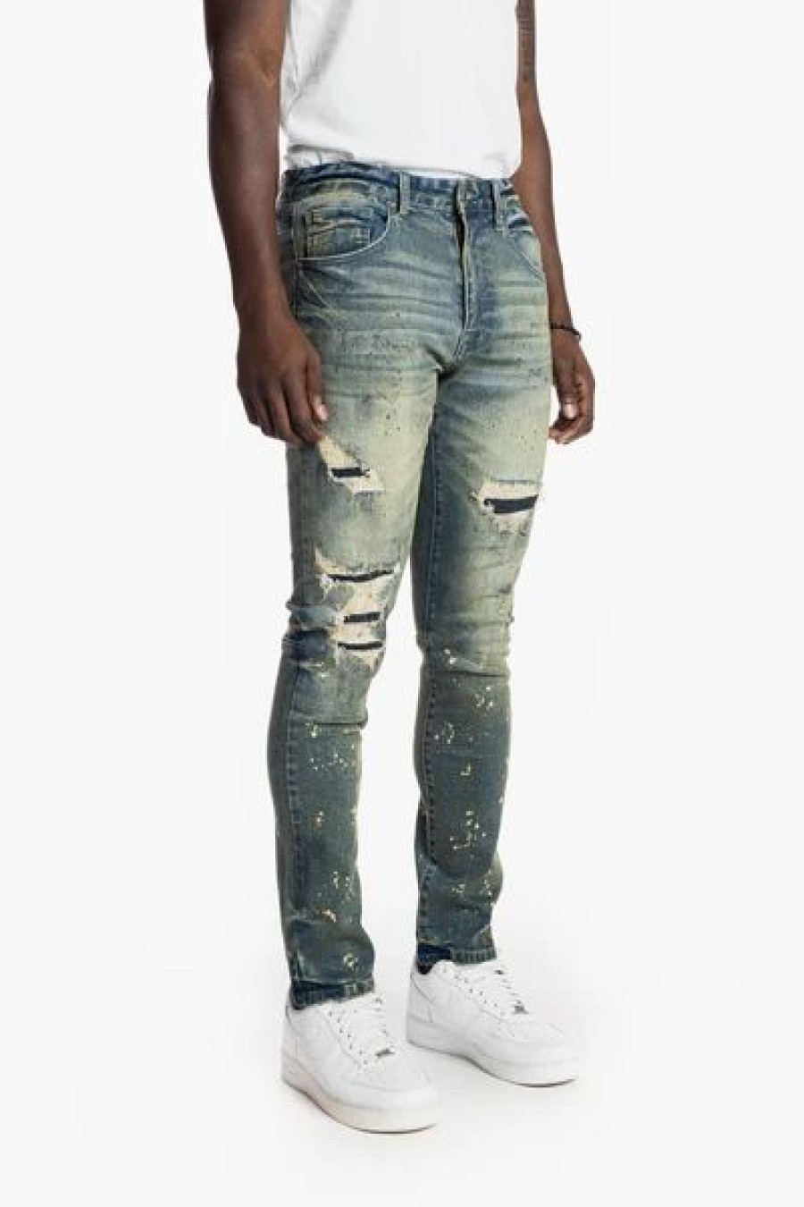 Bottoms * | Smoke Rise Oil Blue Rip & Repair Fashion Jeans 30 32