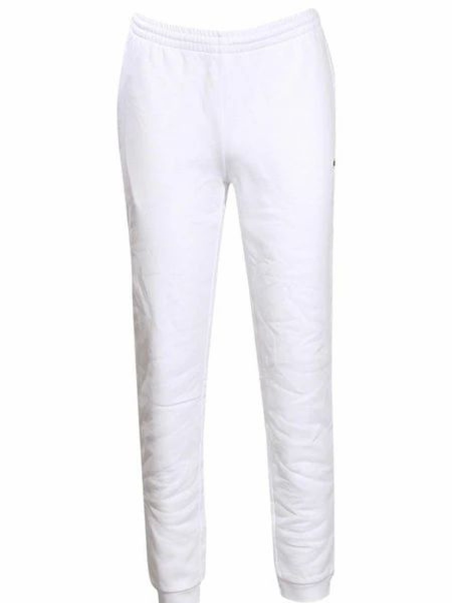 Bottoms * | Men'S Lacoste White Tapered Fit Fleece Trackpants 4/M