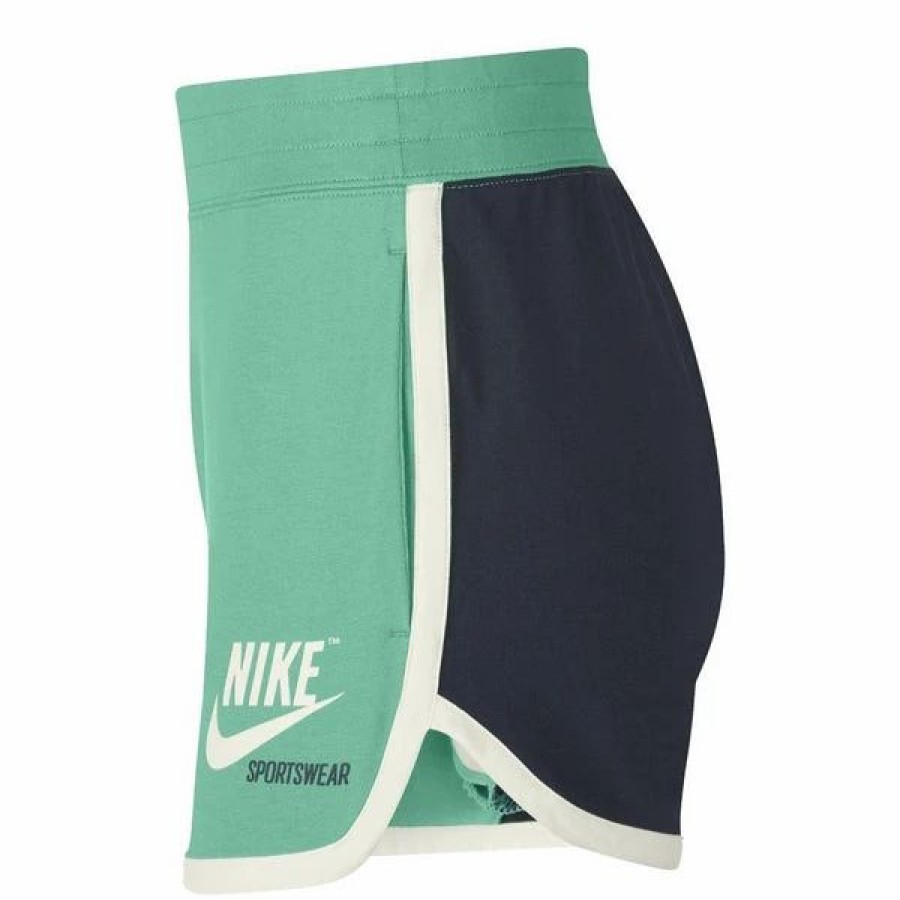 Bottoms * | Nike Sportswear Kinetic Green/Obsidian Archive High Waist Shorts L