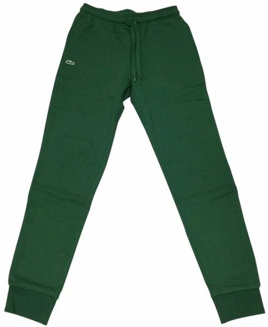 Bottoms * | Mens Lacoste Green Sport Tennis Track Pants In Fleece 3/S