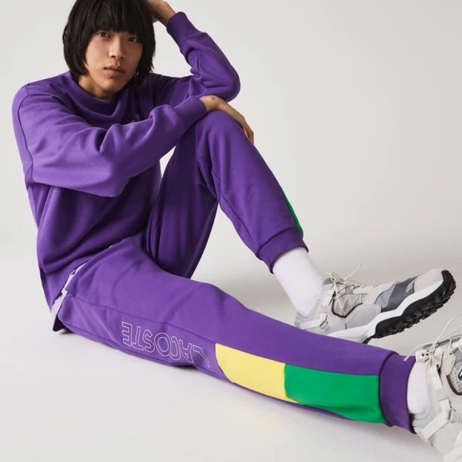 Bottoms * | Men'S Lacoste Lavender/Broom/Malachite Branded Colorblock Fleece Jogging Pants 3/S