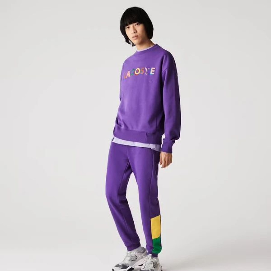 Bottoms * | Men'S Lacoste Lavender/Broom/Malachite Branded Colorblock Fleece Jogging Pants 3/S