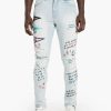 Bottoms * | Men'S Smoke Rise Ice Flow Blue Embroidered Fashion Jeans 30 32