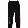 Bottoms * | Men'S Lacoste Black L!Ve Embroidered Fleece Jogging Pants S