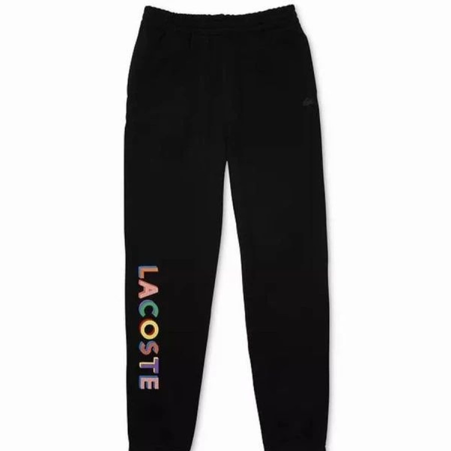 Bottoms * | Men'S Lacoste Black L!Ve Embroidered Fleece Jogging Pants S