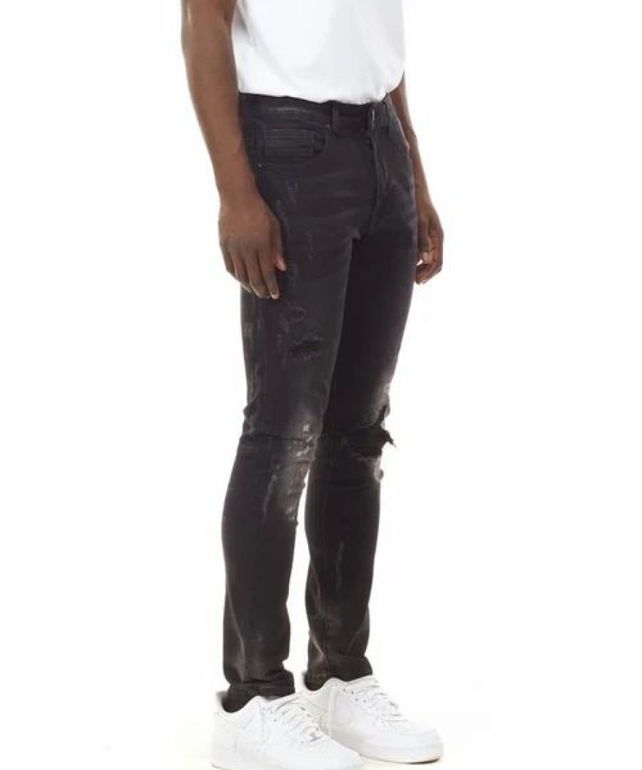 Bottoms * | Smoke Rise Dusty Black Rip & Repair Fashion Jeans 30 32