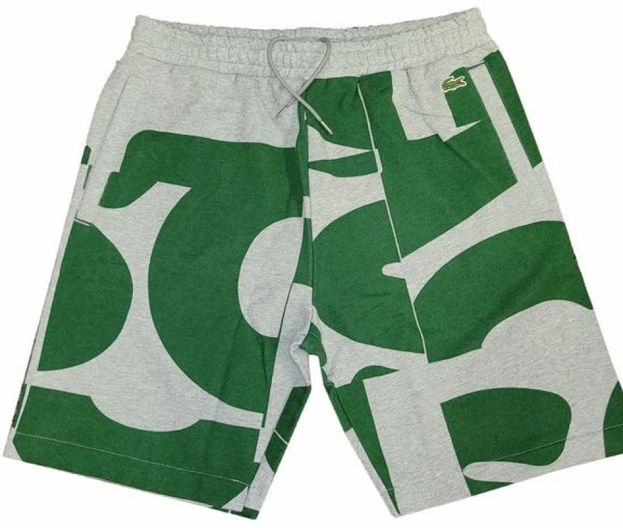 Bottoms * | Men'S Lacoste Grey Chine/Green Bold Logo Shorts 3/S