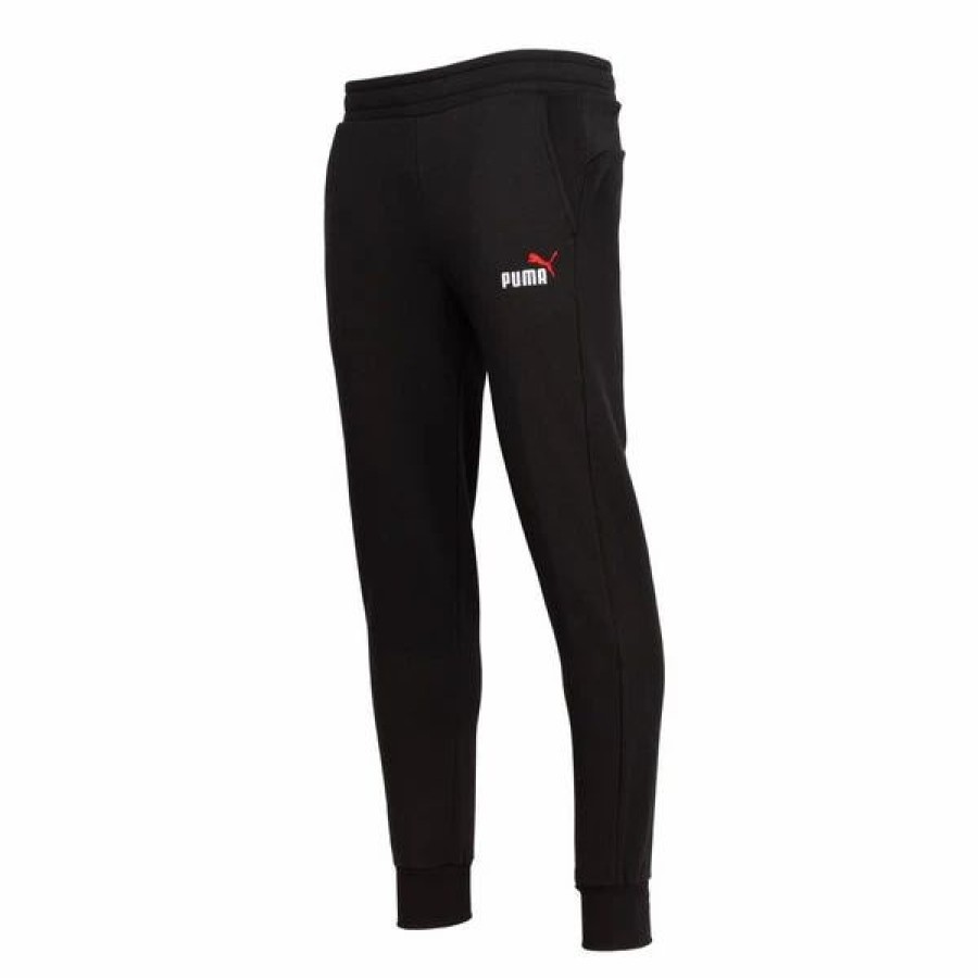 Bottoms * | Men'S Puma Cotton Black Ess+ Embroidery Logo Pants Xxs