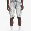 Bottoms * | Men'S Smoke Rise Frost Grey Belted Cargo Fashion Denim Shorts 30