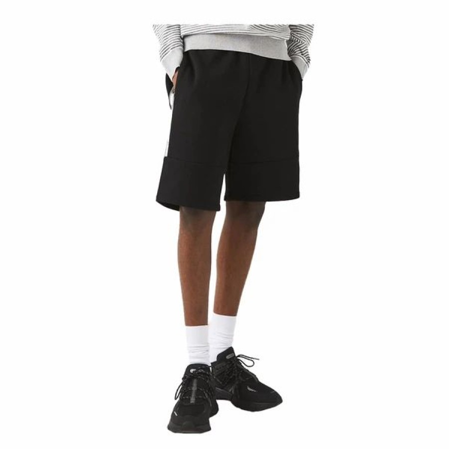 Bottoms * | Men'S Lacoste Black Side Stripe Logo Fleece Shorts 3/S