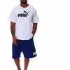 Bottoms * | Men'S Puma Elektro Blue-Soft Luo Yellow Big Fleece Logo Short 10 Mt