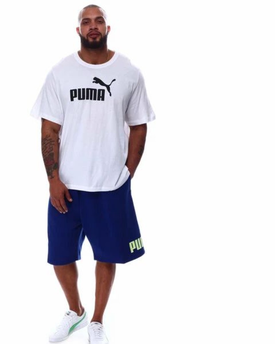 Bottoms * | Men'S Puma Elektro Blue-Soft Luo Yellow Big Fleece Logo Short 10 Mt