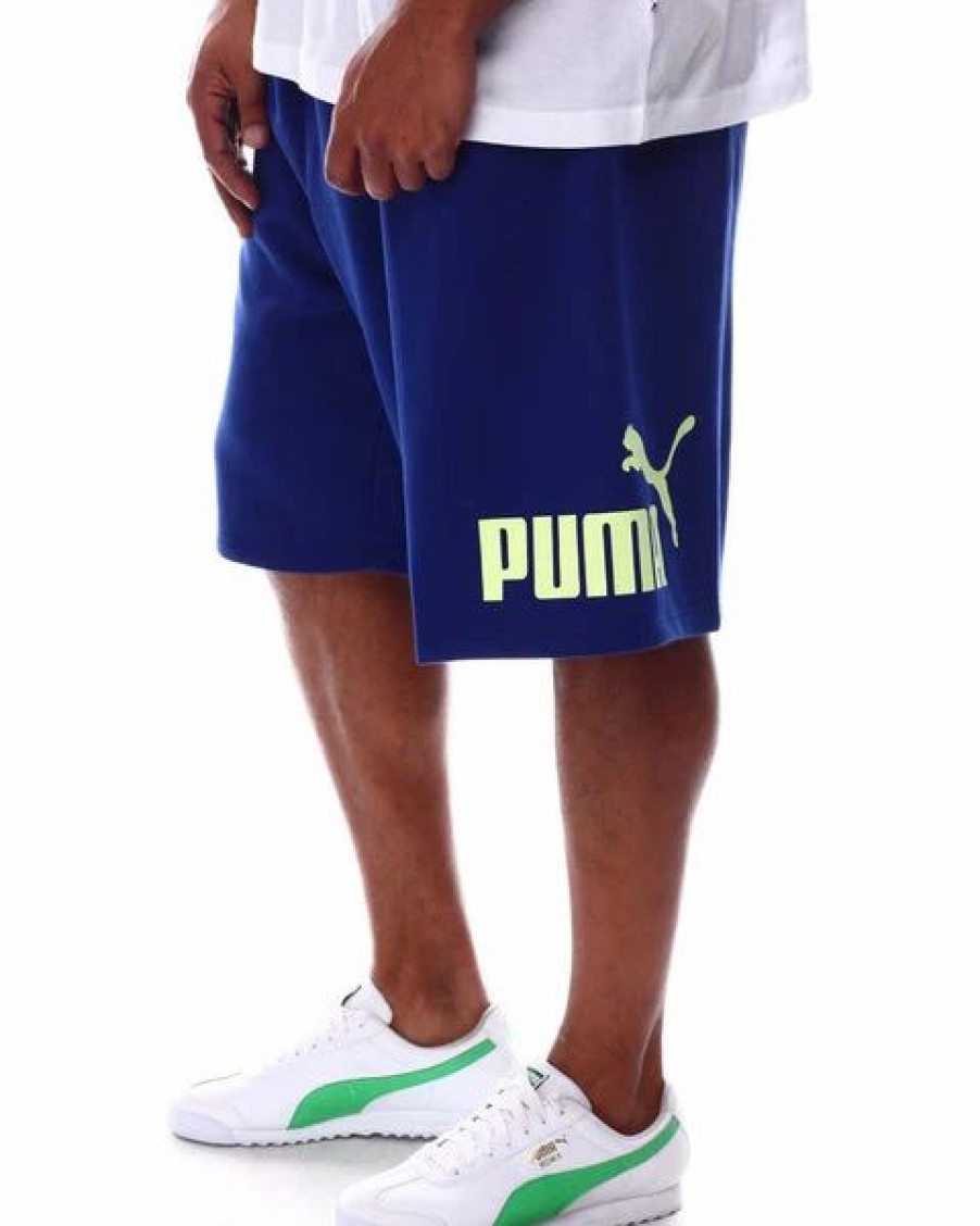 Bottoms * | Men'S Puma Elektro Blue-Soft Luo Yellow Big Fleece Logo Short 10 Mt