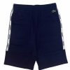 Bottoms * | Men'S Lacoste Navy Side Stripe Logo Fleece Shorts 3/S