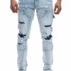 Bottoms * | Men'S Smoke Rise Montauk Blue Rip & Repair Double Knee Fashion Jeans 30 32