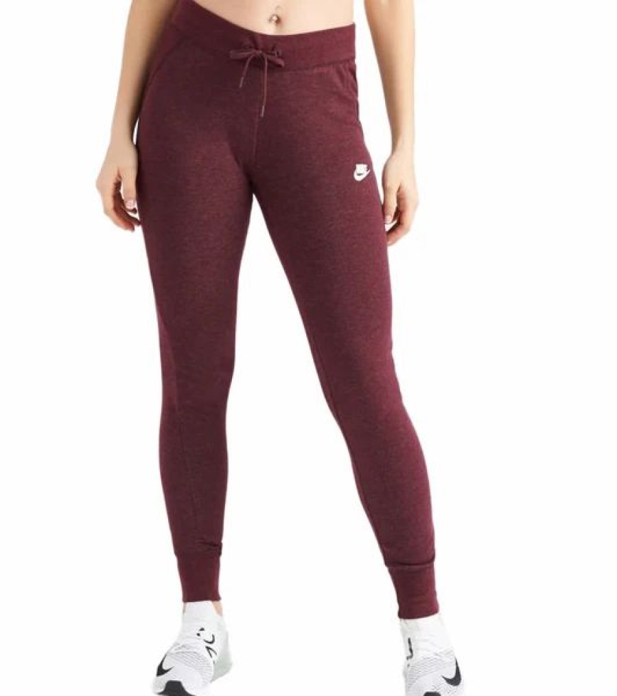 Bottoms * | Women'S Nike Bordeaux/White Sportswear Fleece Jogger (807364 652) Xs