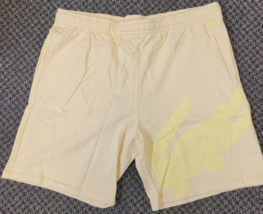 Bottoms * | Men'S Lacoste Yellow Oversized Crocodile Print Organic Cotton Fleece Shorts 7/2Xl