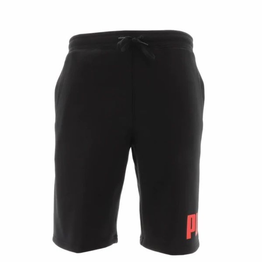 Bottoms * | Men'S Puma Black/Red Big Fleece Logo 10 Shorts S