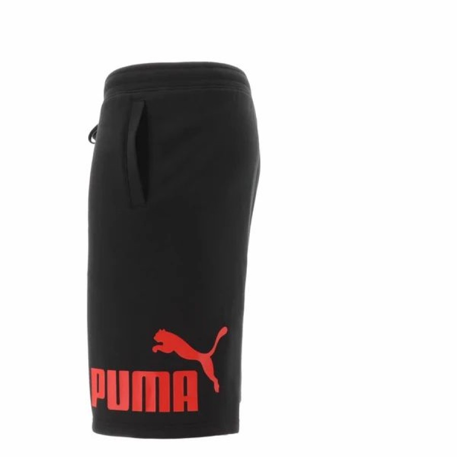 Bottoms * | Men'S Puma Black/Red Big Fleece Logo 10 Shorts S