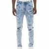 Bottoms * | Men'S Smoke Rise Mizu Blue Heavy Rip & Repair Fashion Jeans 30 32