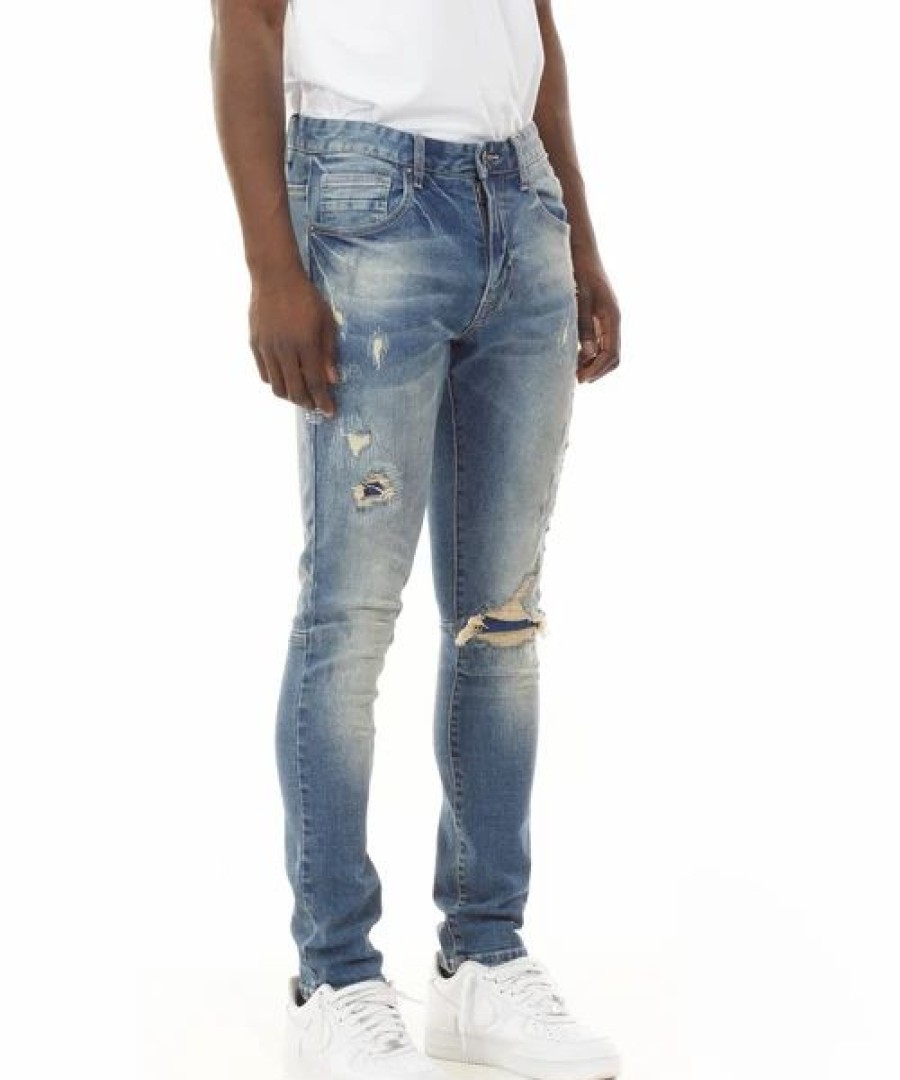 Bottoms * | Smoke Rise Auckland Blue Rip & Repair Fashion Jeans 32 32