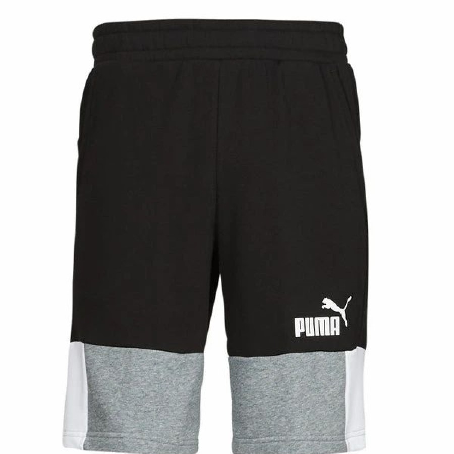 Bottoms * | Men'S Puma Black/White/Gray Ess+ Block 10 Shorts S