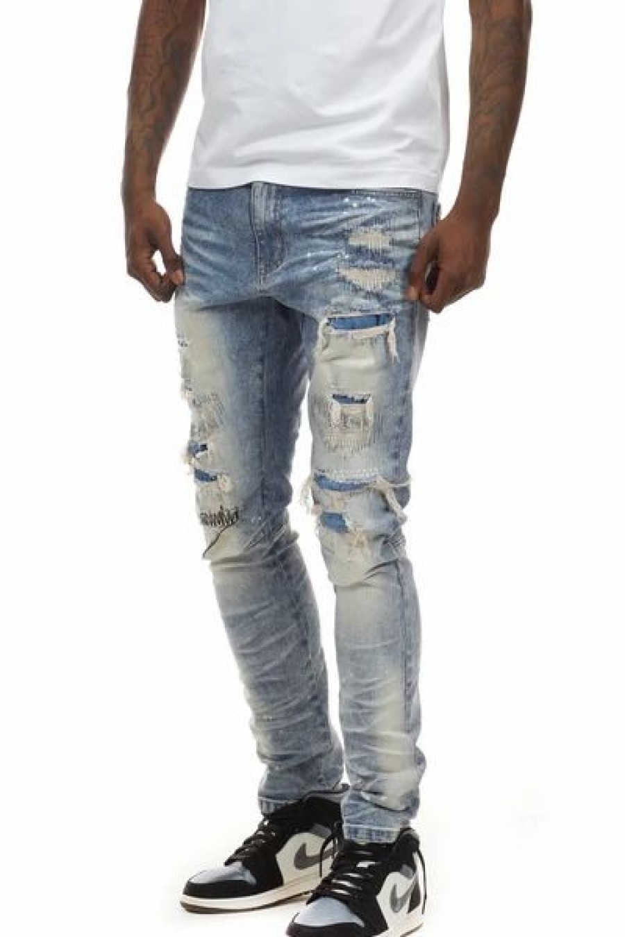 Bottoms * | Smoke Rise Malibu Blue Rip & Repair Jeans 30 32