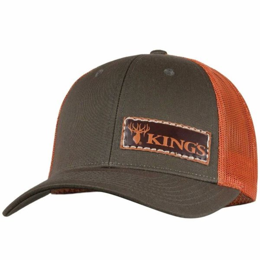 Headwear * | King'S Camo Slim Leather Patch Hat Brown