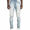 Bottoms * | Smoke Rise Brighton Blue Heavy Rip & Repair Jeans 30 32