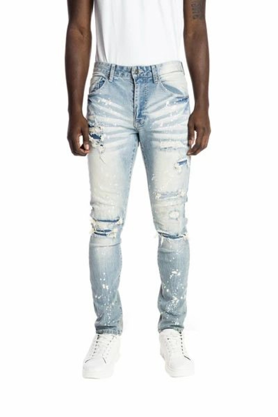 Bottoms * | Smoke Rise Brighton Blue Heavy Rip & Repair Jeans 30 32