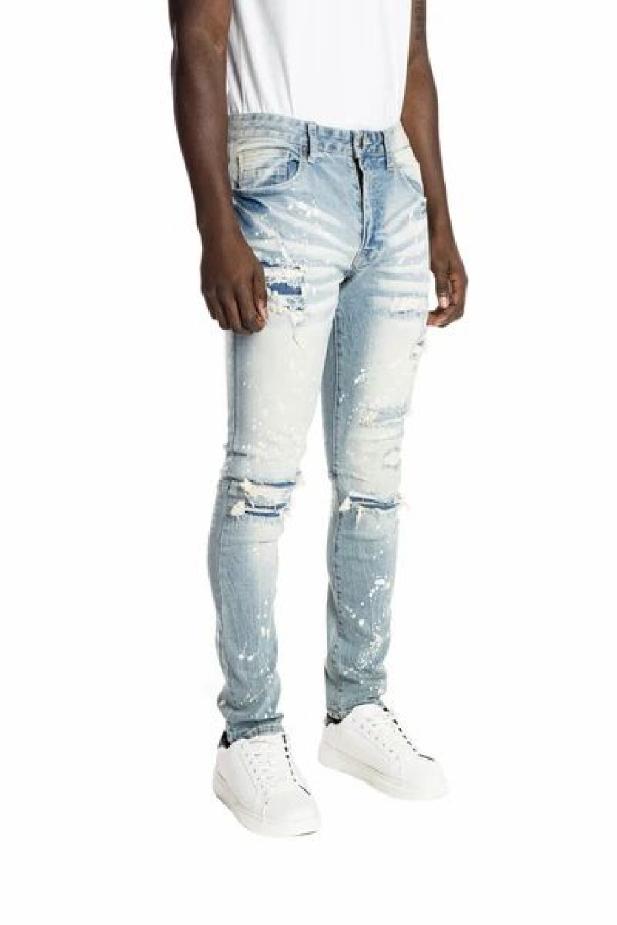 Bottoms * | Smoke Rise Brighton Blue Heavy Rip & Repair Jeans 30 32