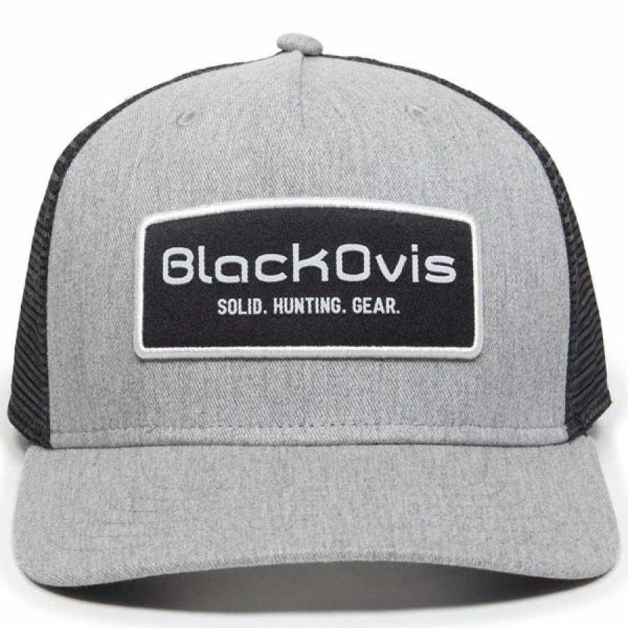 Headwear * | Blackovis Rectangle Patch Trucker Hat Heather Grey