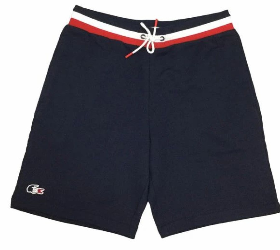 Bottoms * | Lacoste Navy Blue/White/Red Sport Fleece Shorts 3/S