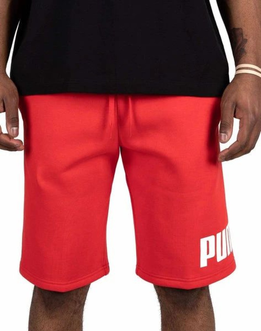 Bottoms * | Men'S Puma High Risk Red-White Big Fleece Logo Shorts S