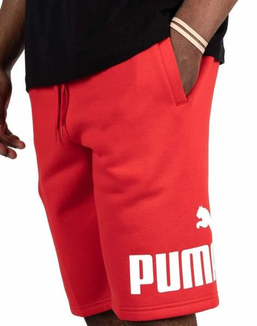 Bottoms * | Men'S Puma High Risk Red-White Big Fleece Logo Shorts S