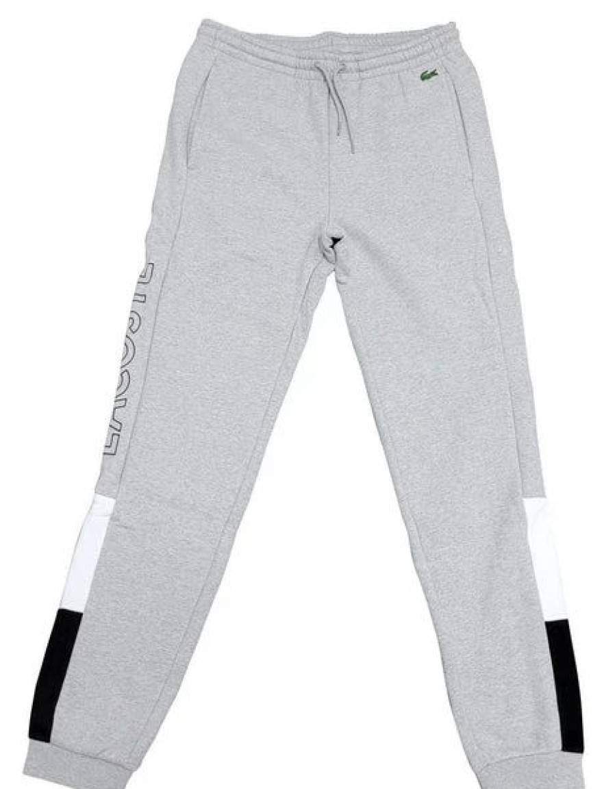 Bottoms * | Lacoste Silver Chine/White/Black Branded Colorblock Fleece Jogging Pants 3/S